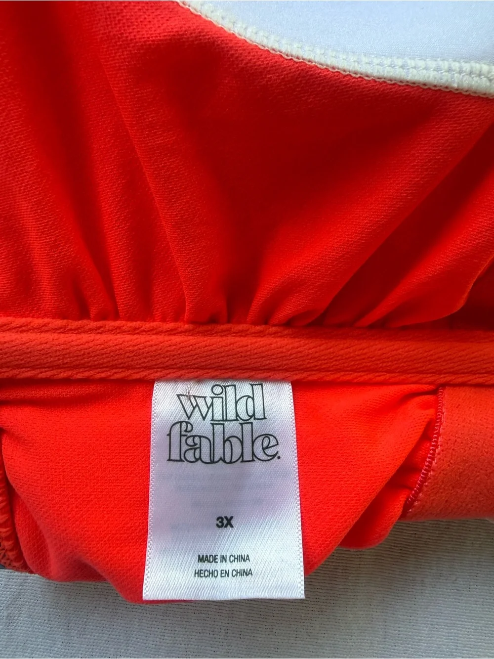 NEW Size 3X wild fable Bright Red & White Swim Top Adjustable Front Ties